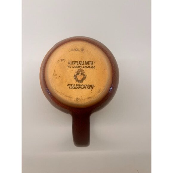 Always Azul Pottery Snowflake Design Stoneware Coffee Mug 12 oz Burgandy Orange - Picture 3 of 3